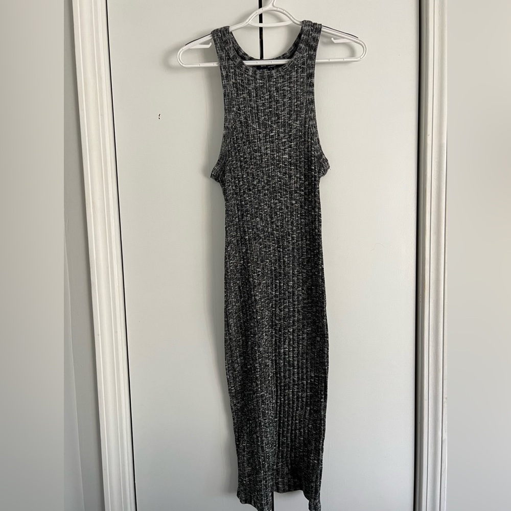 Sweater material Gray Ribbed Dress